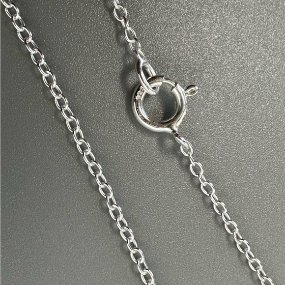 Silver Hexagon Necklace with Cubic Zirconia - Picture 4 of 10